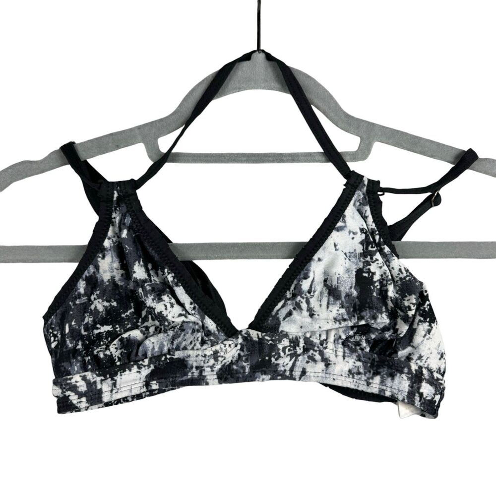 Athleta Bikini Top Women's Extra Extra Small Black White Swimwear Tie Dye Bra